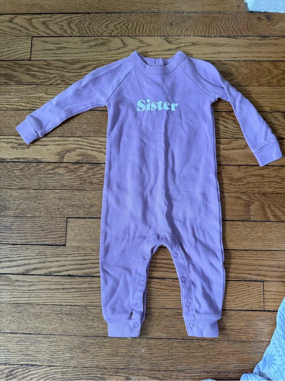 Bob & Blossom 'Sister' Long-Sleeve Footie - Size 6-12 Months - NWOT